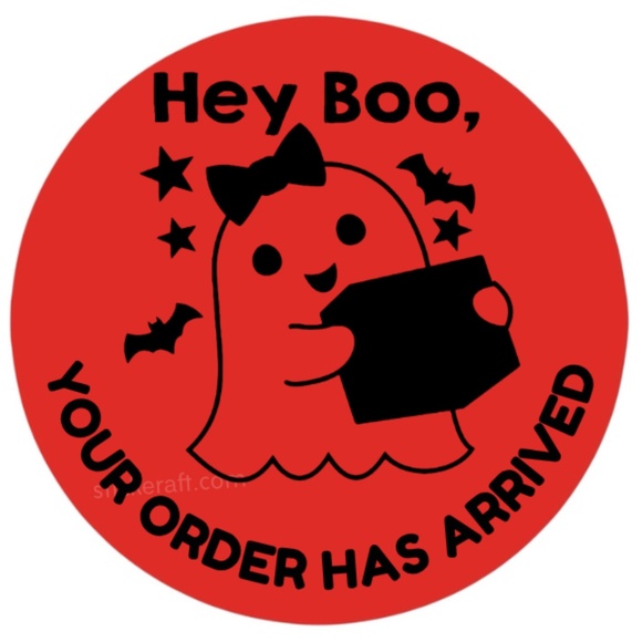 Hey Boo Your Order's Here Packaging Stickers halloween Ghost Customer Thank You - Picture 3 of 4